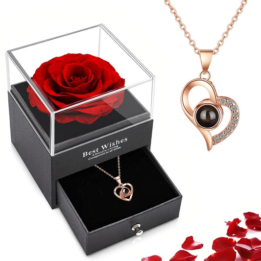 Multi-Language Love Heart Necklace in Elegant Gift Box