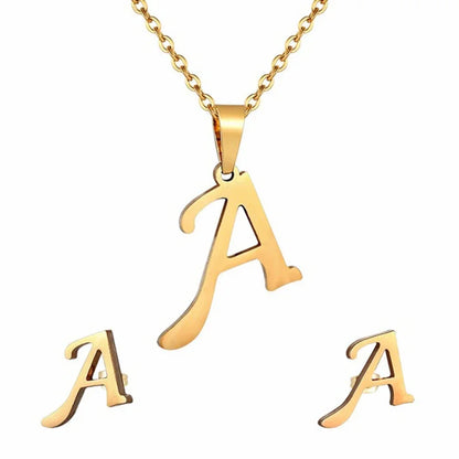 Chic Steel Initial Jewelry Set