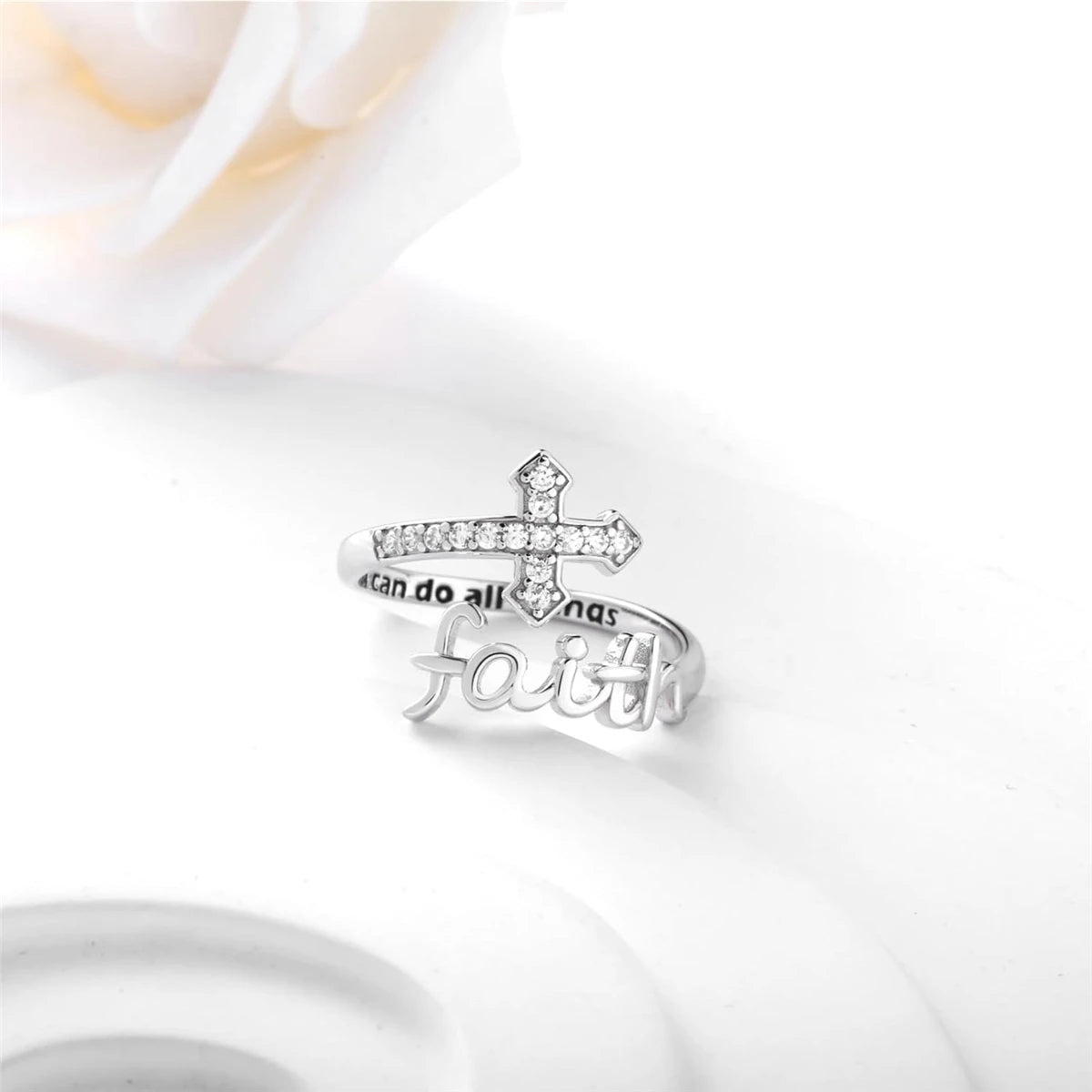 Faithful Cross Adjustable Ring