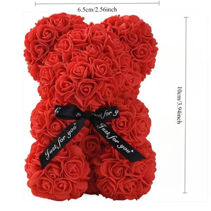 Rose Teddy Bear Gift (glass box not included)