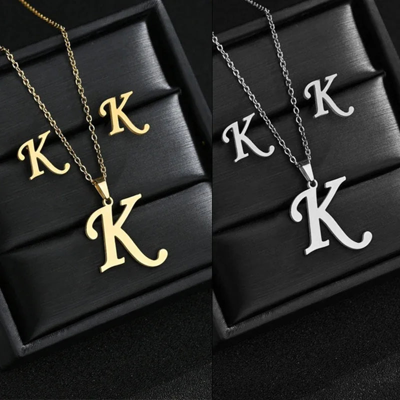 Chic Steel Initial Jewelry Set