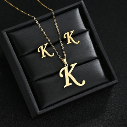 Chic Steel Initial Jewelry Set