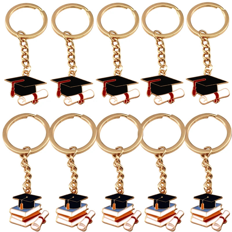 Golden Graduation Keychain Gift Set