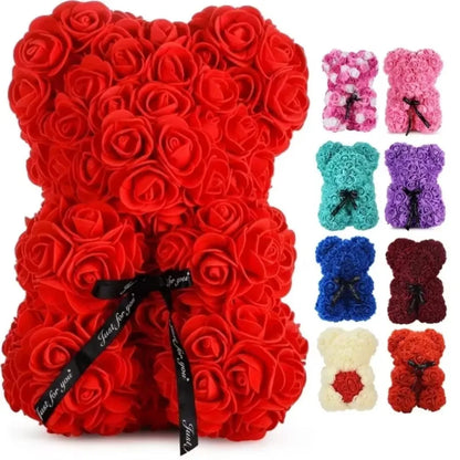 Rose Teddy Bear Gift (glass box not included)