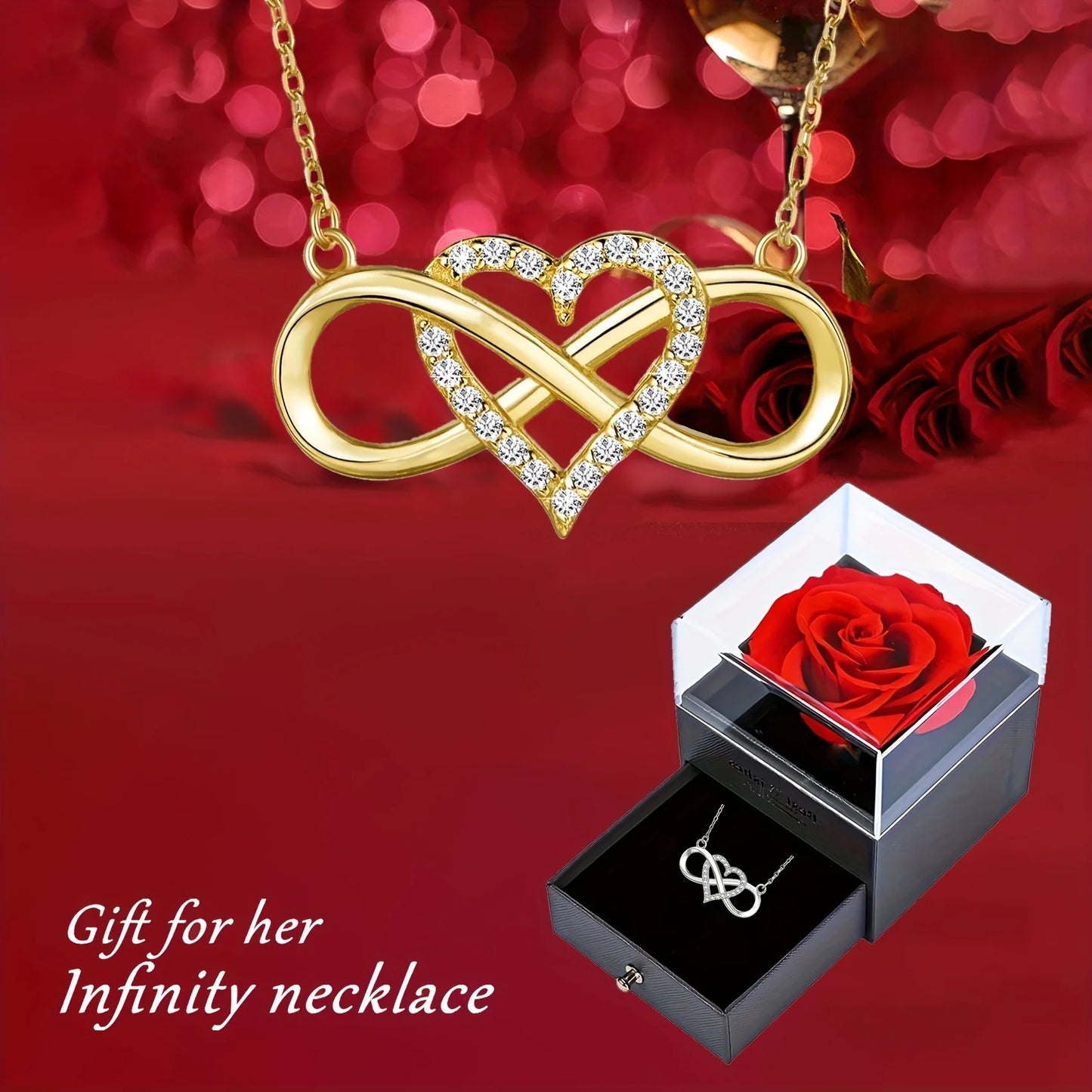 Infinity Heart Necklace Gift Set